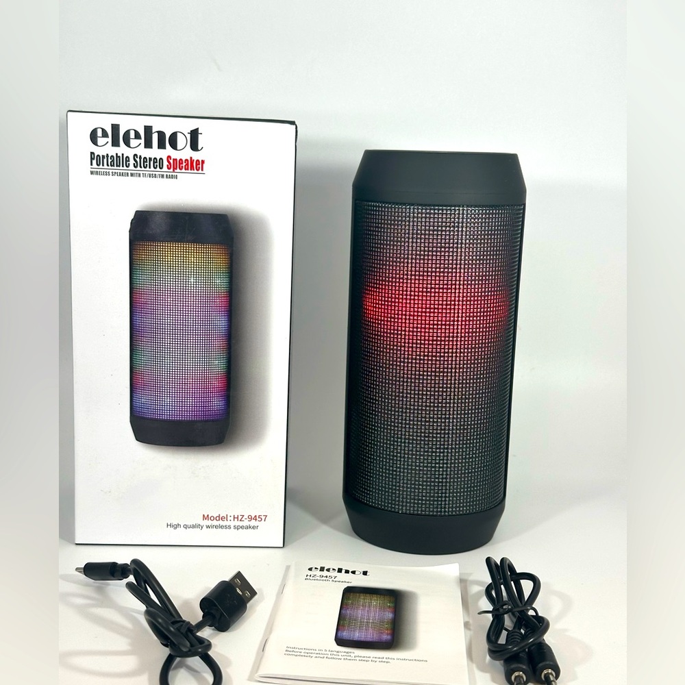 ELEHOT Bluetooth Speaker: Hi-Fi Stereo, Colorful Lights,16H Playtime,TWS,FM
